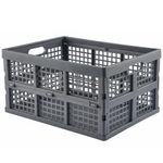Caja de almacenamiento Aebeky de 30 L plegable de plástico pack de 3 gris