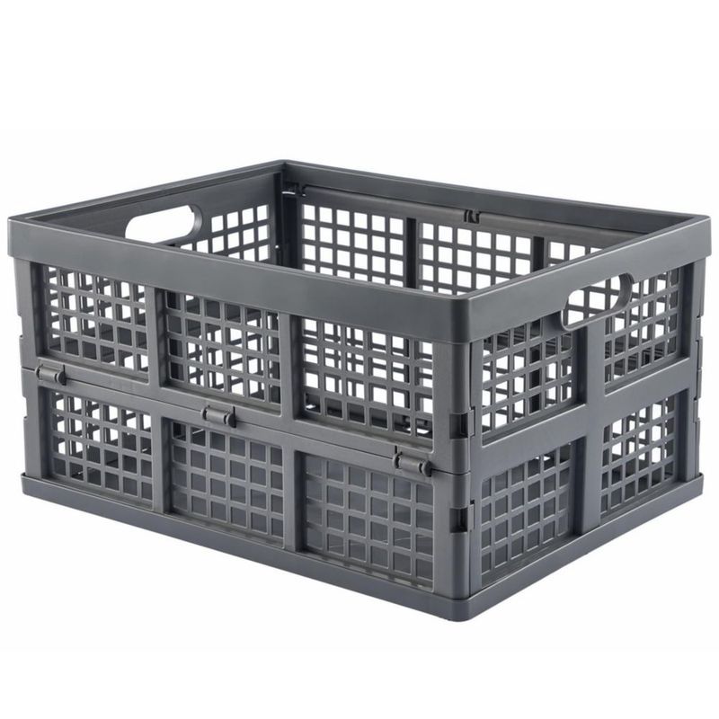 Caja de almacenamiento Aebeky de 30 L plegable de plástico pack de 3 gris