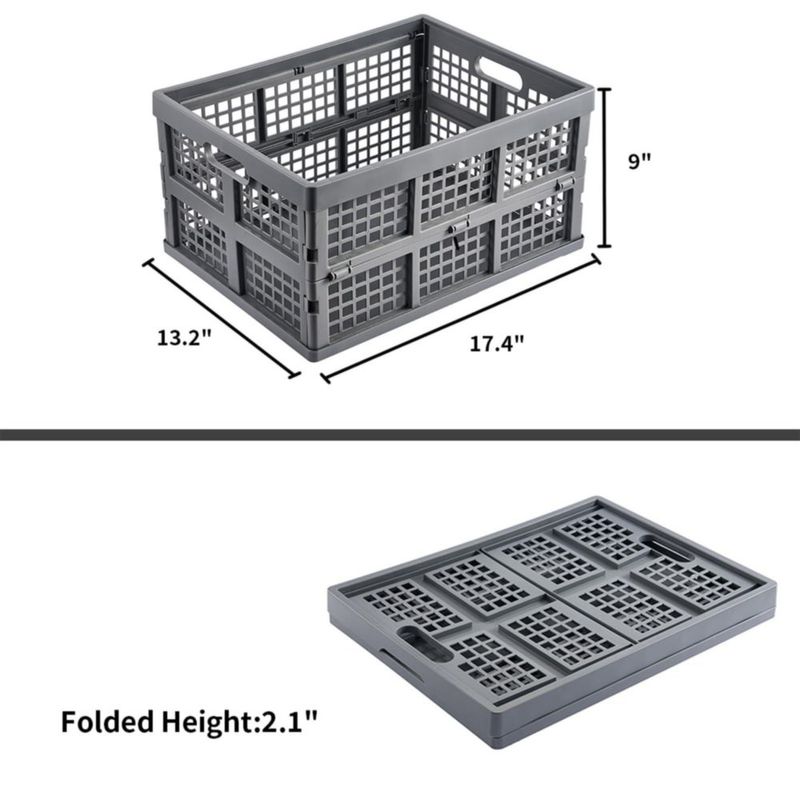 Caja de almacenamiento Aebeky de 30 L plegable de plástico pack de 3 gris