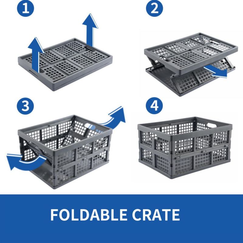 Caja de almacenamiento Aebeky de 30 L plegable de plástico pack de 3 gris