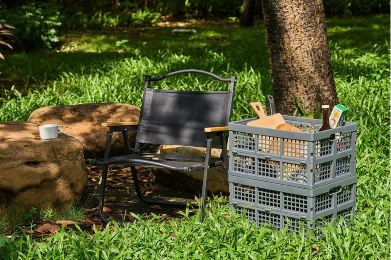 Caja de almacenamiento Aebeky de 30 L plegable de plástico pack de 3 gris