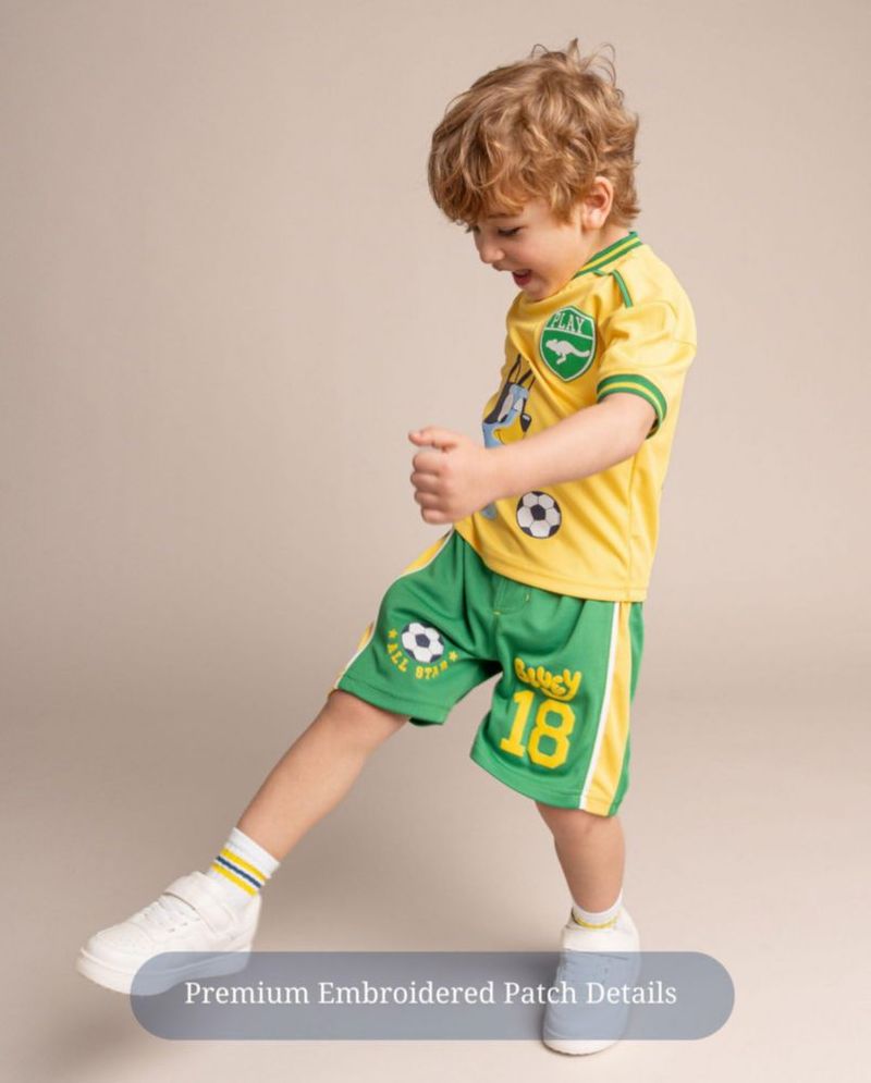 Conjunto Bluey para niños: camiseta de fútbol y short 4T amarillo