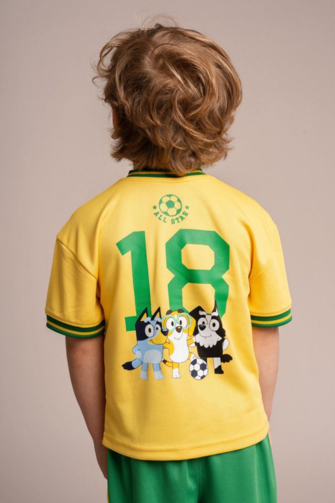 Conjunto Bluey para niños: camiseta de fútbol y short 4T amarillo