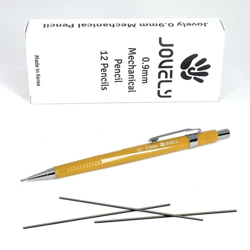 Lápices mecánicos JOVELY 0.9 mm HB #2 paquete de 12 color amarillo