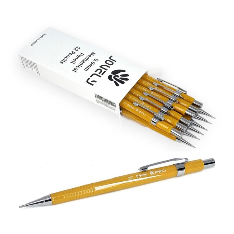 Lápices mecánicos JOVELY 0.9 mm HB #2 paquete de 12 color amarillo