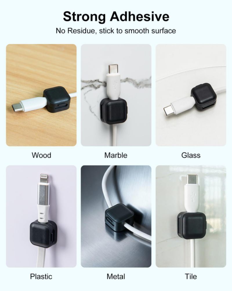 Art3d Pack de 8 clips magnéticos negros para cables