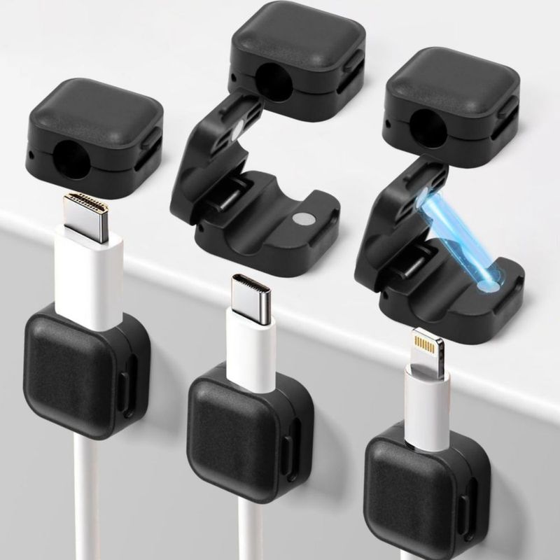 Art3d Pack de 8 clips magnéticos negros para cables