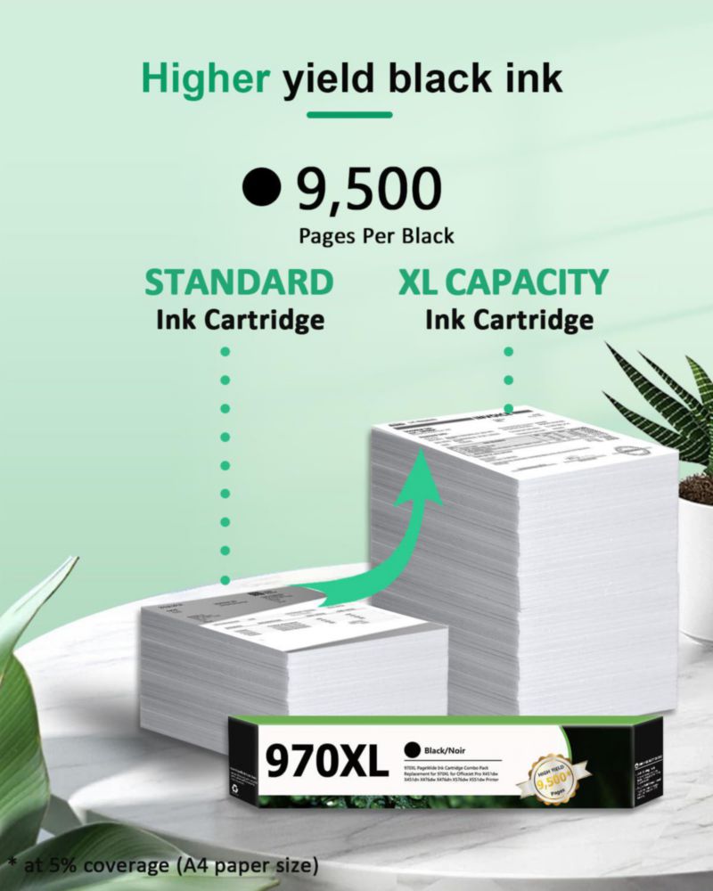 Cartucho de tinta Mooxrbog 970XL negro de alto rendimiento - 1 unidad