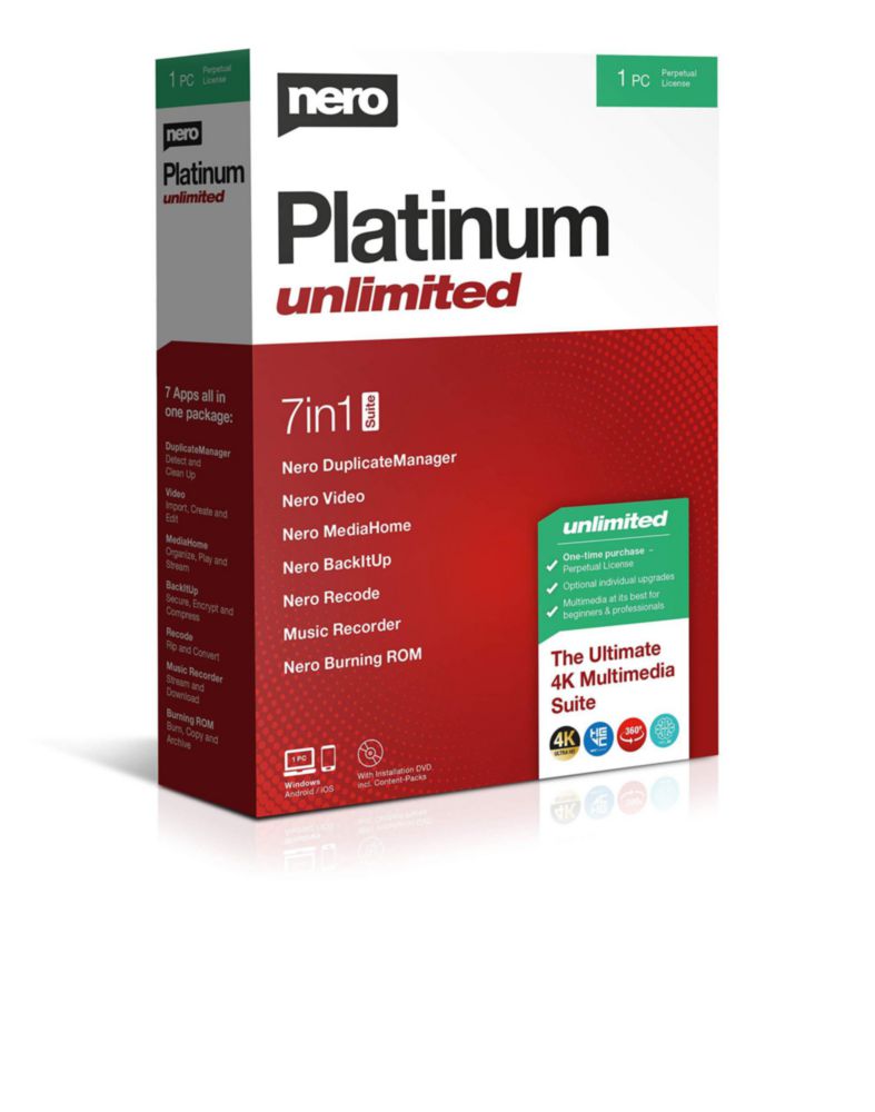 Software Nero Platinum Unlimited AI 4K/8K con licencia vitalicia
