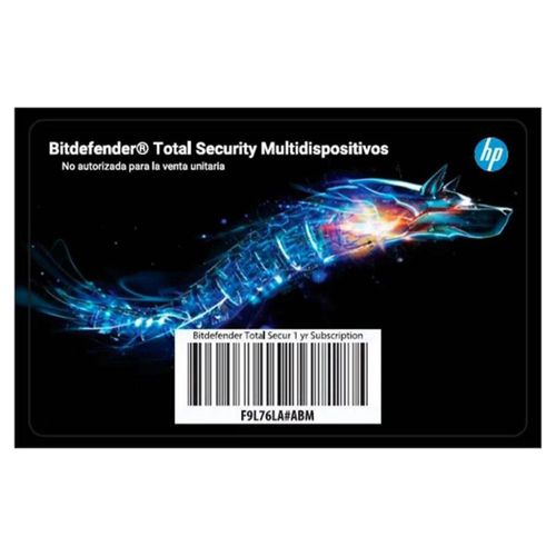 HP BITDEFENDER TOTAL SECURITY, 1 AÑO (F9L76LA)