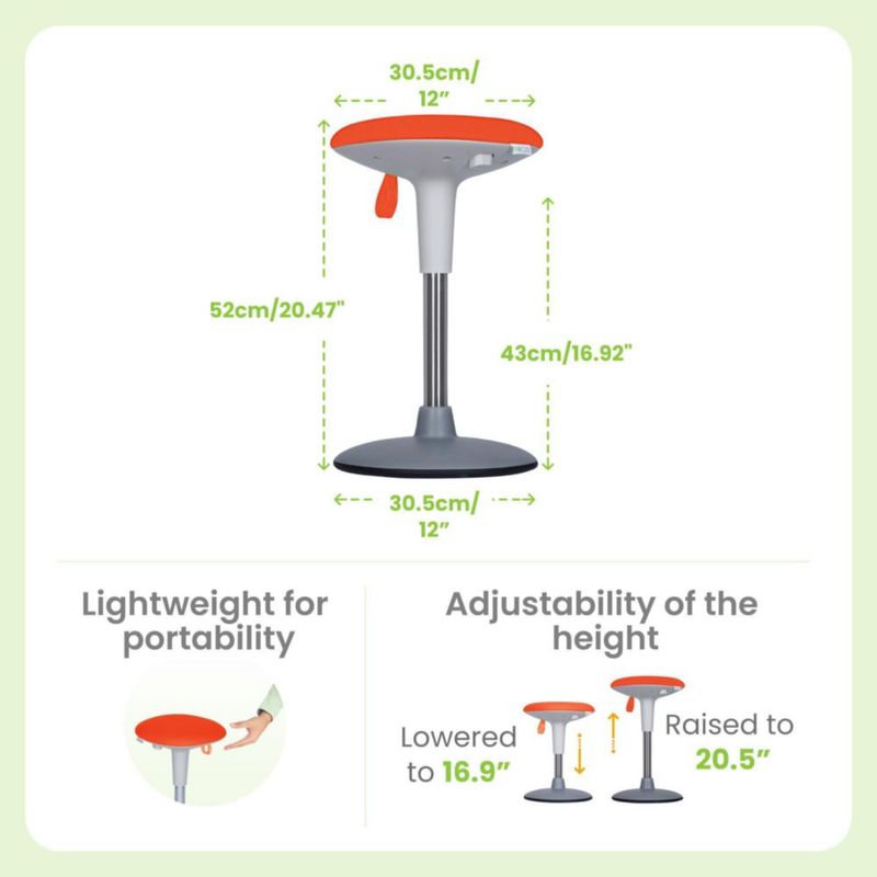 Taburete de Balanceo FOCUSI 43‑52 cm Naranja + Temporizador