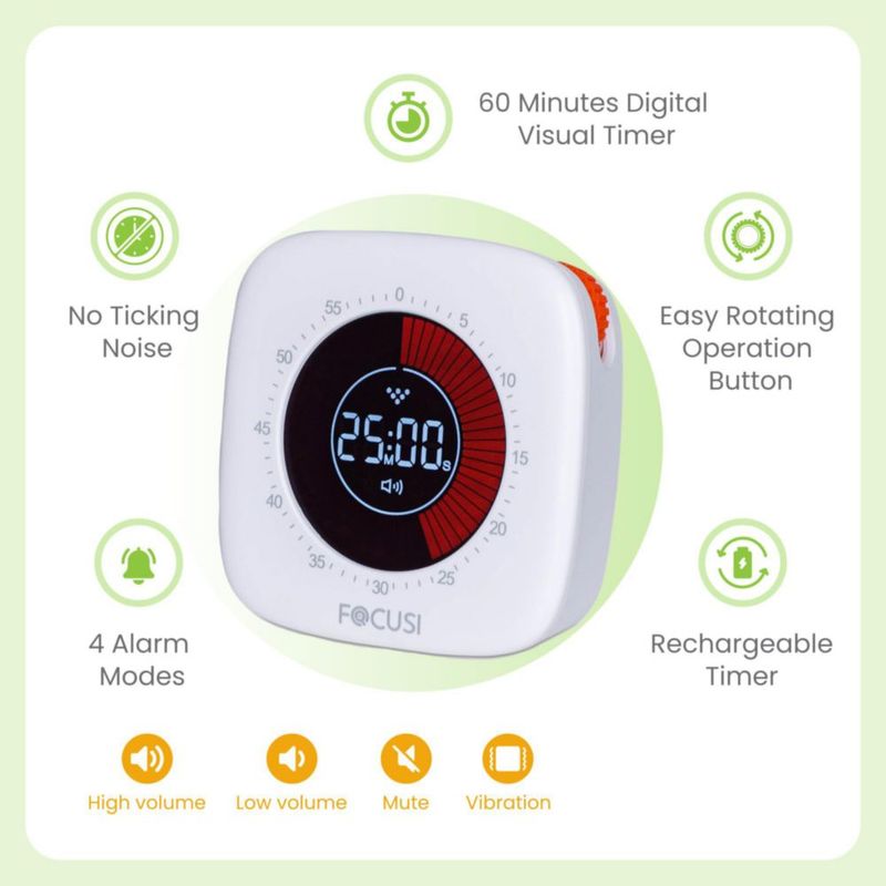 Taburete de Balanceo FOCUSI 43‑52 cm Naranja + Temporizador