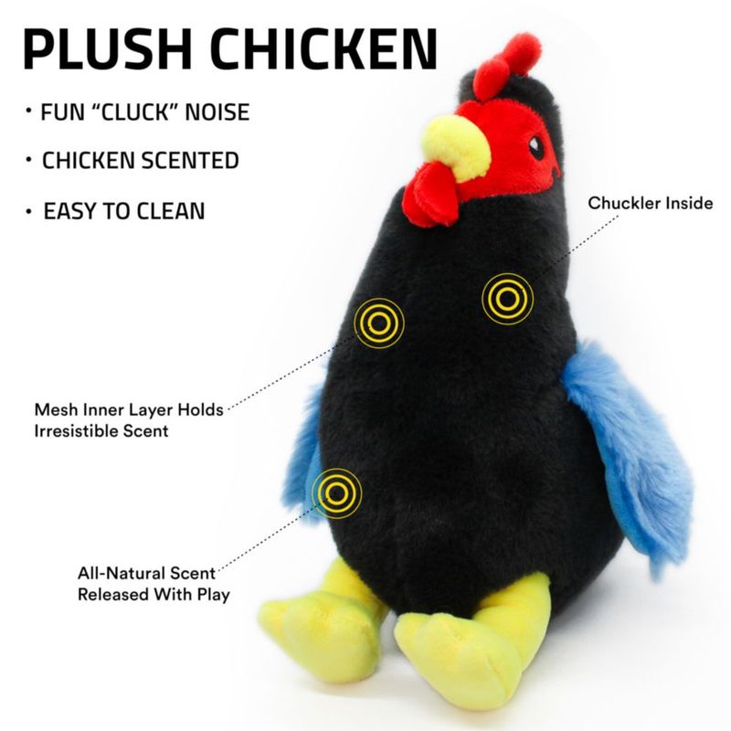 Juguete para perro Playology Gallina de peluche mediano con aroma a pollo