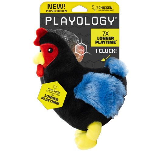 Juguete para perro Playology Gallina de peluche mediano con aroma a pollo