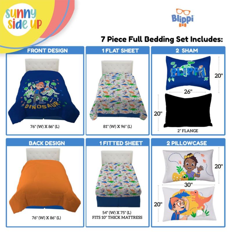 Juego de ropa de cama Sunny Side Up tamaño completo 7 piezas Blippi azul