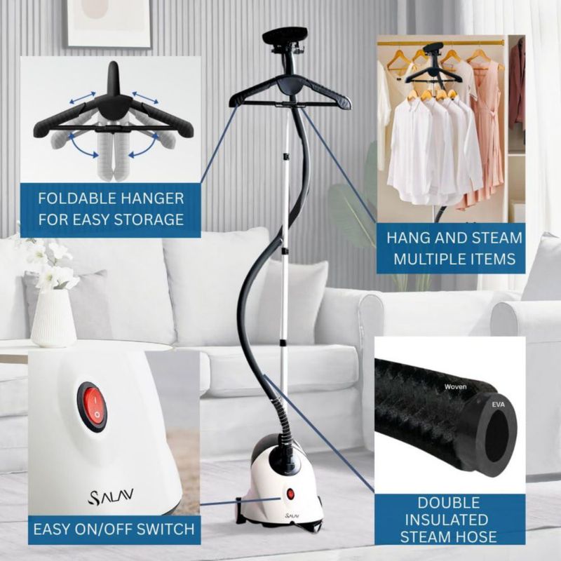 Vaporizador de ropa SALAV 18 L 1500 W con apagado automático y ruedas