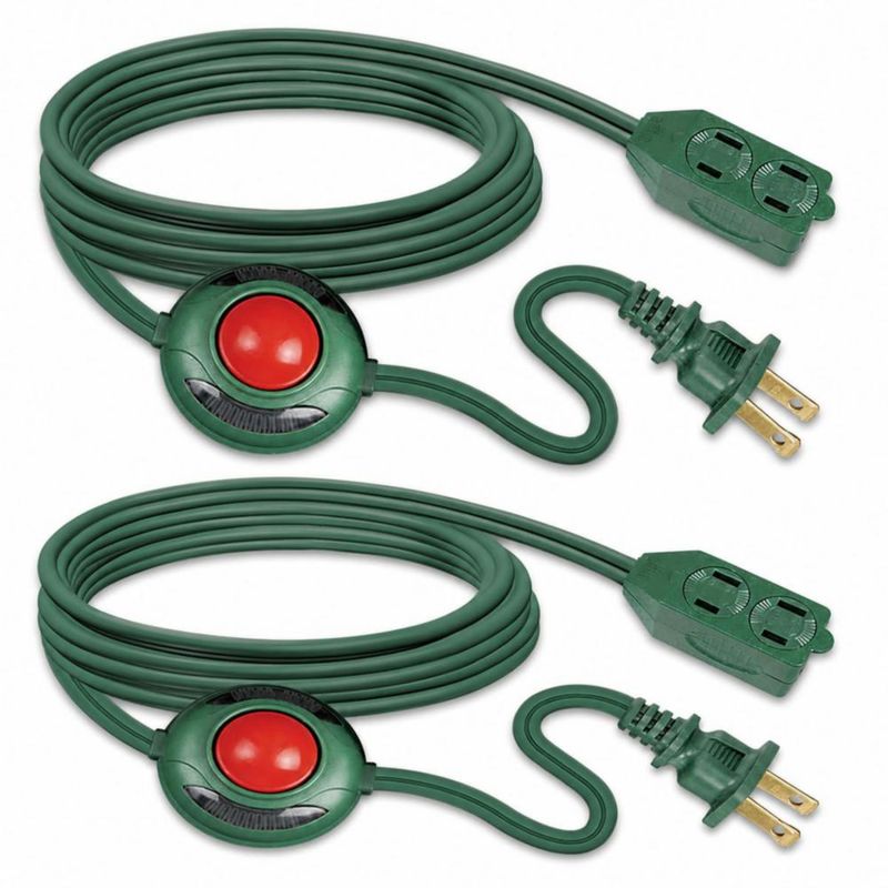 Cable de extensión OSKOS 27 m con 3 tomas e interruptor de pedal – Pack de 2
