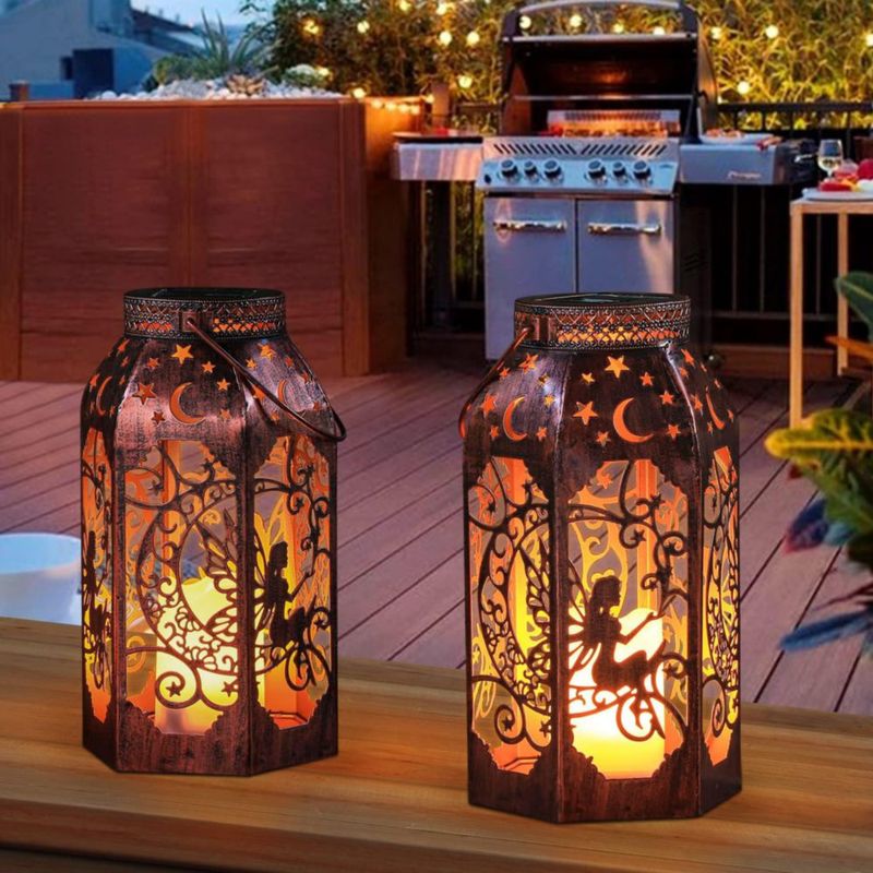 Linterna Solar LED Impermeable de Metal – Pack de 2 – Singingarden