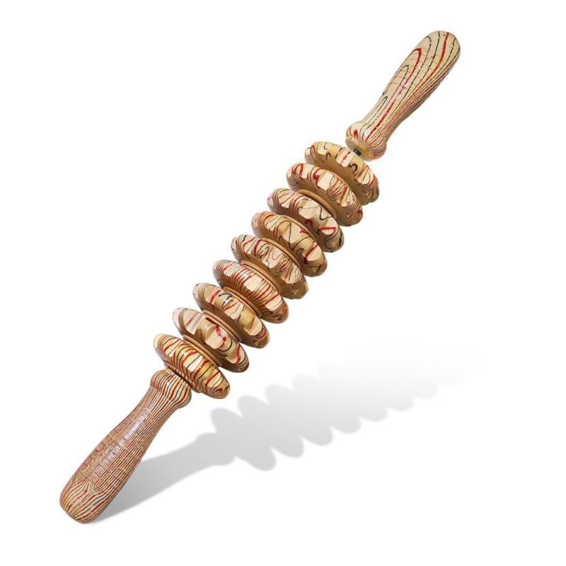 Barra de masaje Deston de madera 39 cm con 9 rodillos tipo engranaje