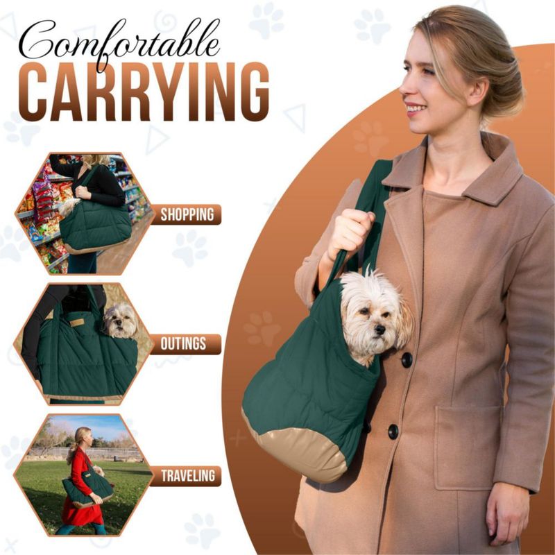 Bolso transportador NoblePup de peluche verde para perros pequeños
