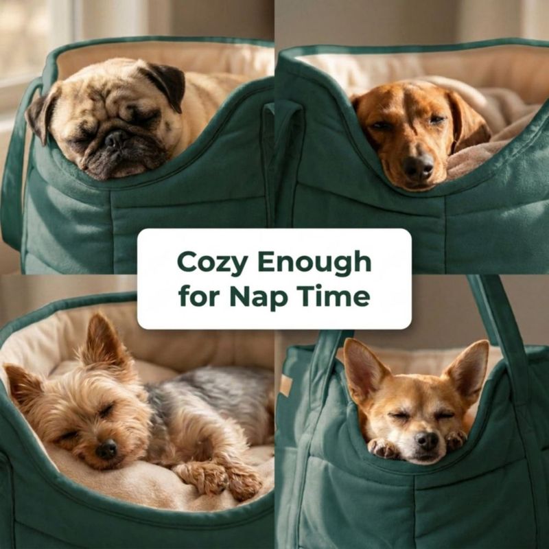 Bolso transportador NoblePup de peluche verde para perros pequeños