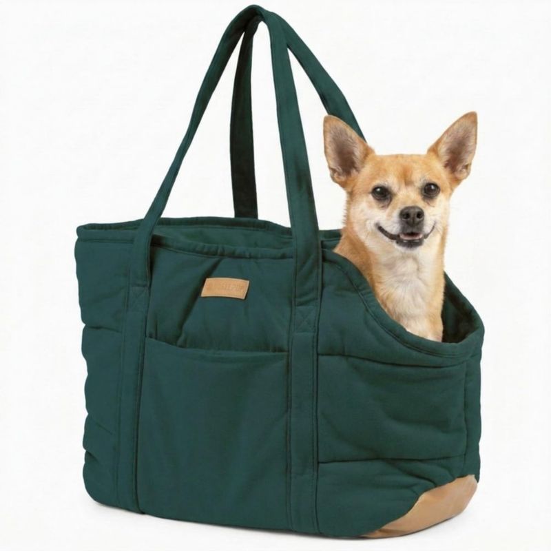 Bolso transportador NoblePup de peluche verde para perros pequeños