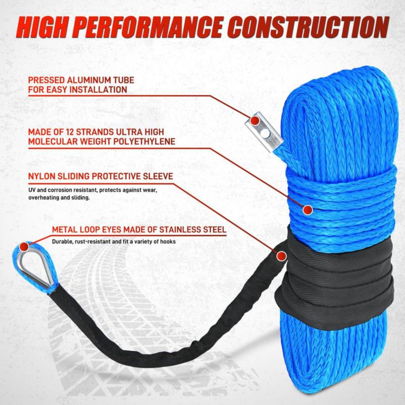 Cuerda para Cabrestante Nilight 1/4" x 15 m Azul 9000 lb