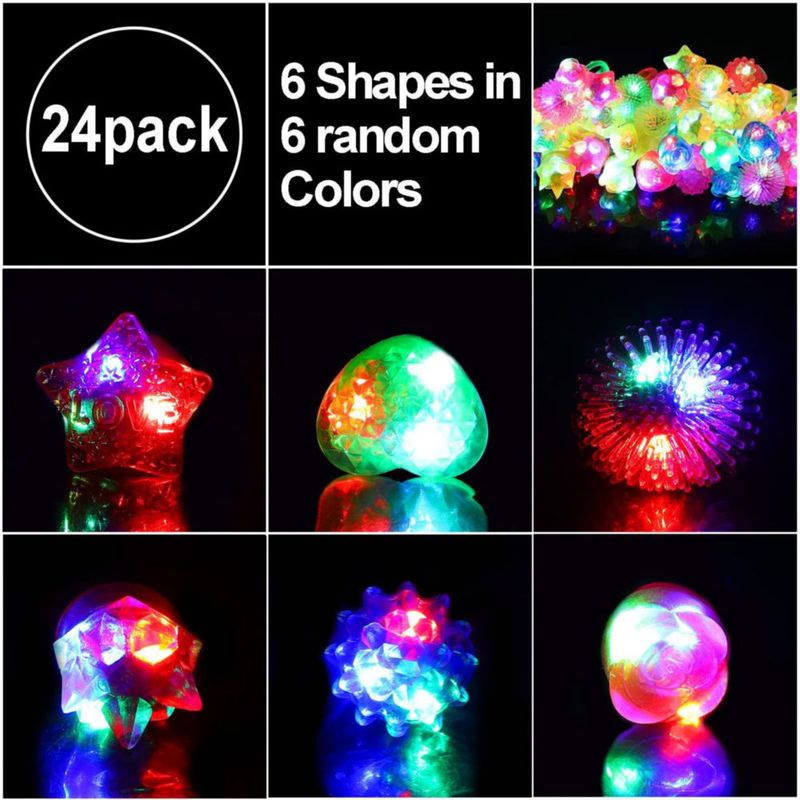 Anillos LED CCINEE 24 piezas Intermitentes y Coloridos