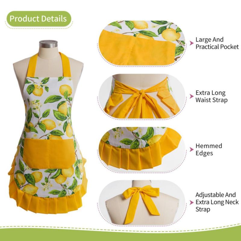 Delantal Alex Virtue Vintage Floral con Bolsillos de Limón