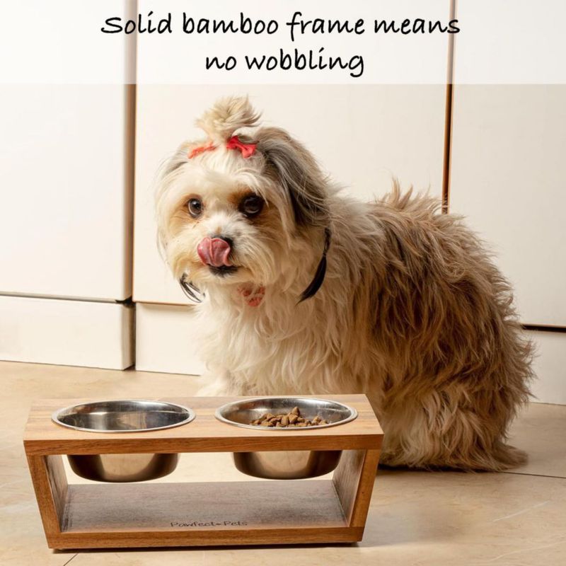 Juego de 2 comederos para perros Pawfect Pets 10 cm madera de acacia