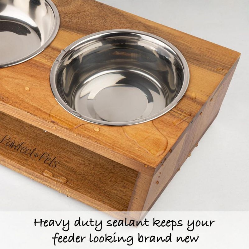 Juego de 2 comederos para perros Pawfect Pets 10 cm madera de acacia