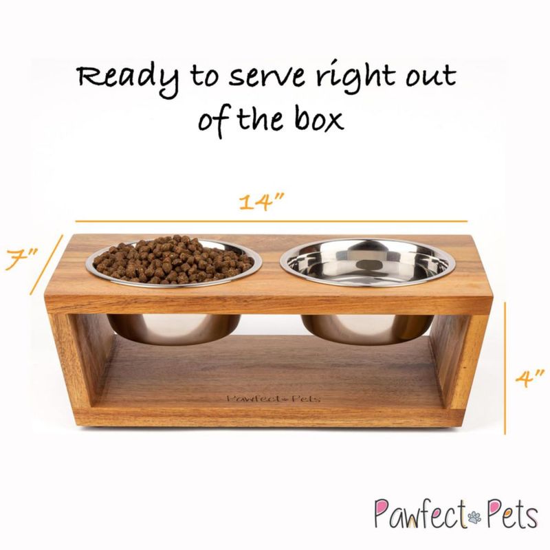 Juego de 2 comederos para perros Pawfect Pets 10 cm madera de acacia