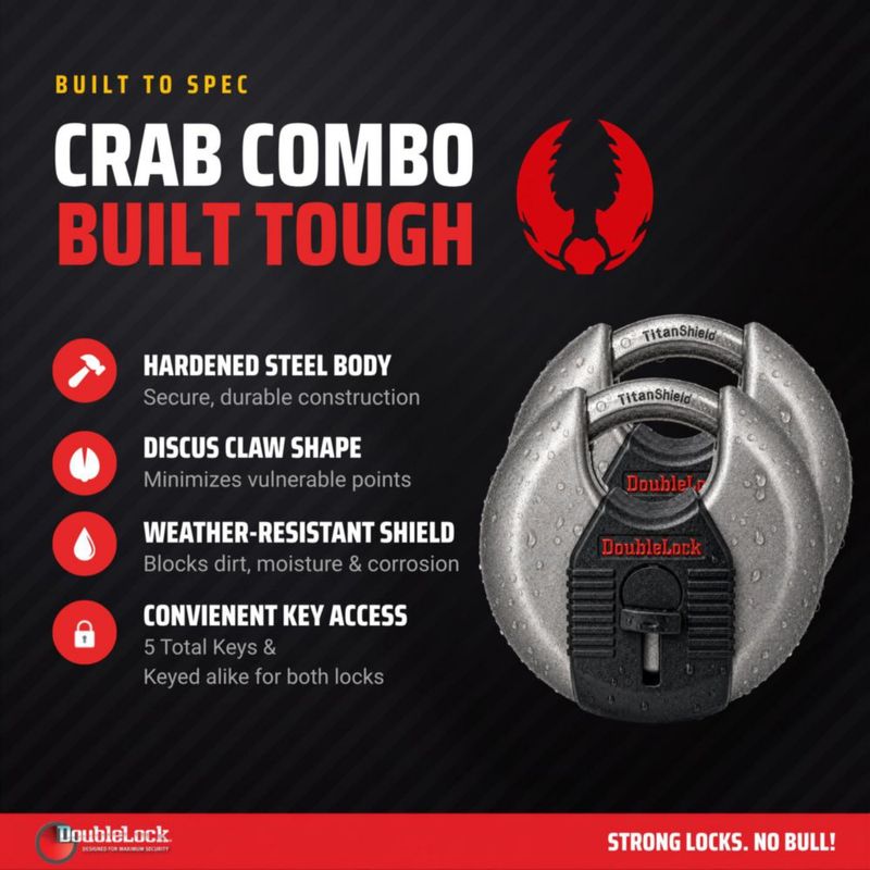 Candado DoubleLock Crab 2.0 Pack de 2 con llave idéntica