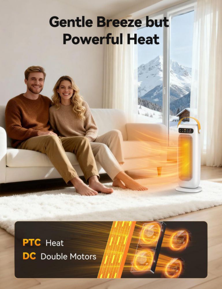 Calentador de espacio KQPZ 1500W cerámico con control remoto oscilación 110° 110V