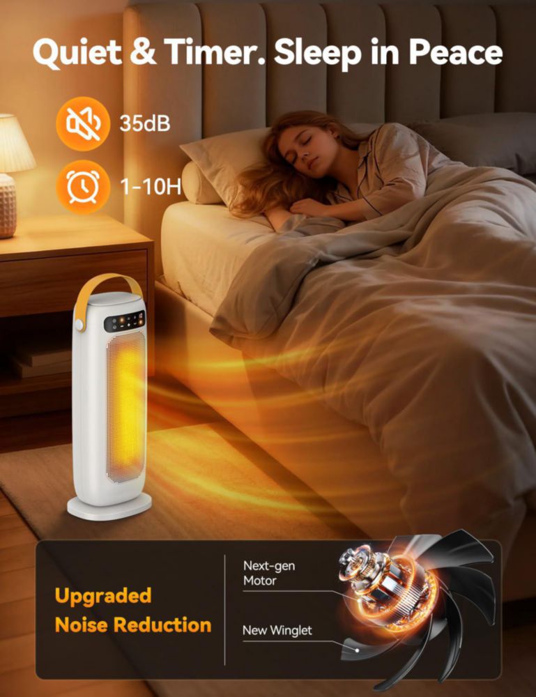 Calentador de espacio KQPZ 1500W cerámico con control remoto oscilación 110° 110V
