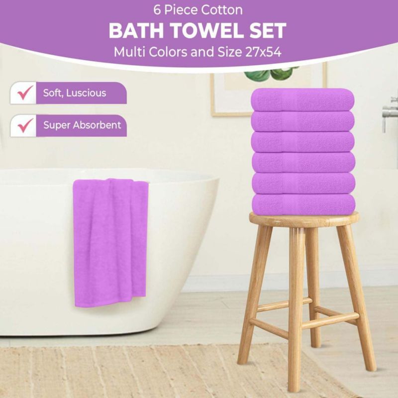 Juego de 6 toallas KAHAF COLLECTION 69 × 137 cm lila claro