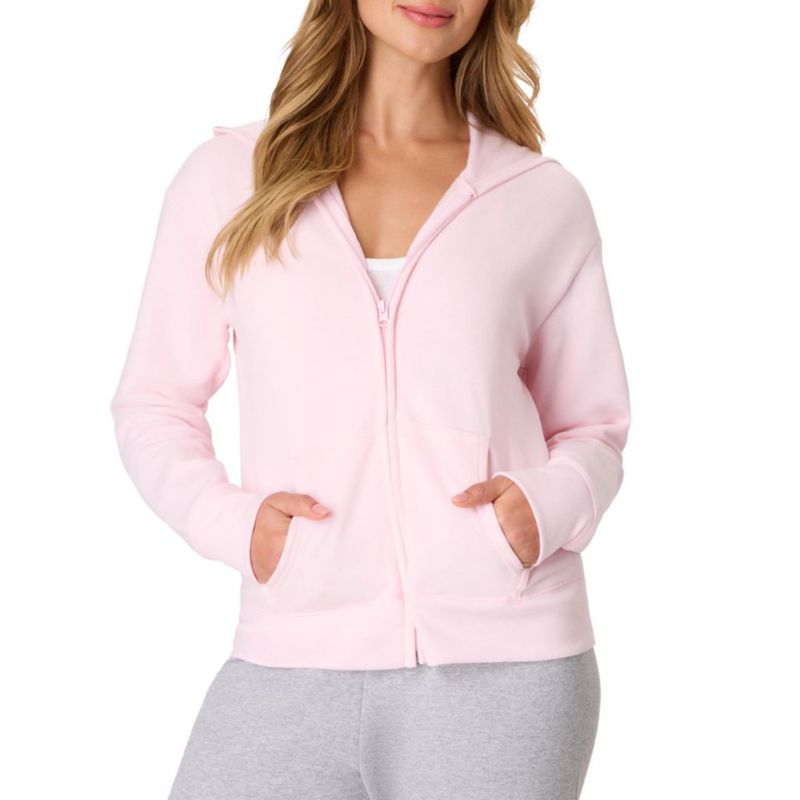 Sudadera con capucha Hanes rosa pálido talla S cremallera completa