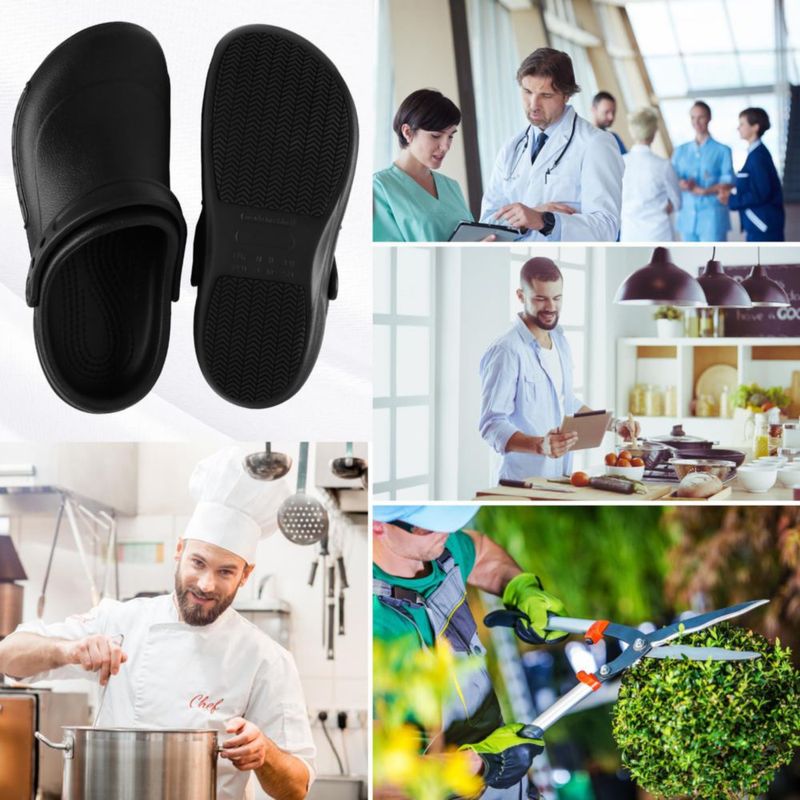 Mulas FULORIS para Hombre - Zapatos de Trabajo Antideslizantes Negros