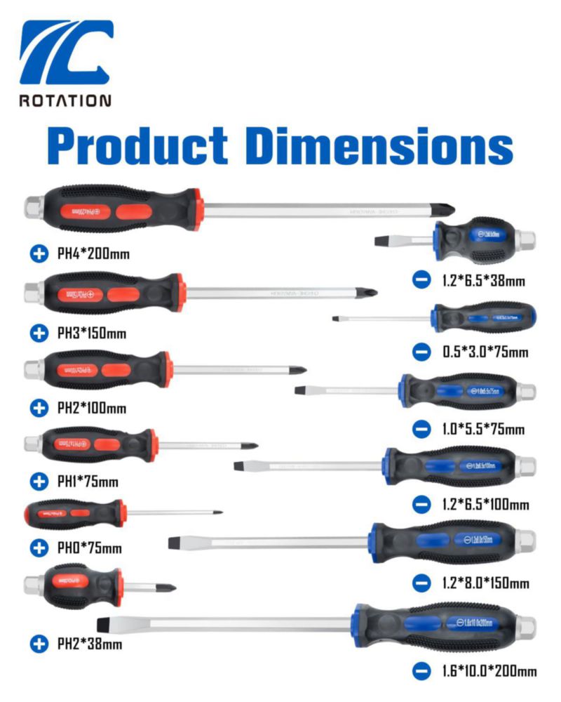 Juego de destornilladores magnéticos ROTATION 12 piezas