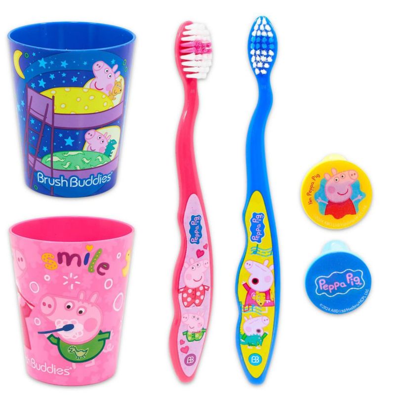 Kit de viaje Peppa Pig de 6 piezas con cepillos de dientes y vasos