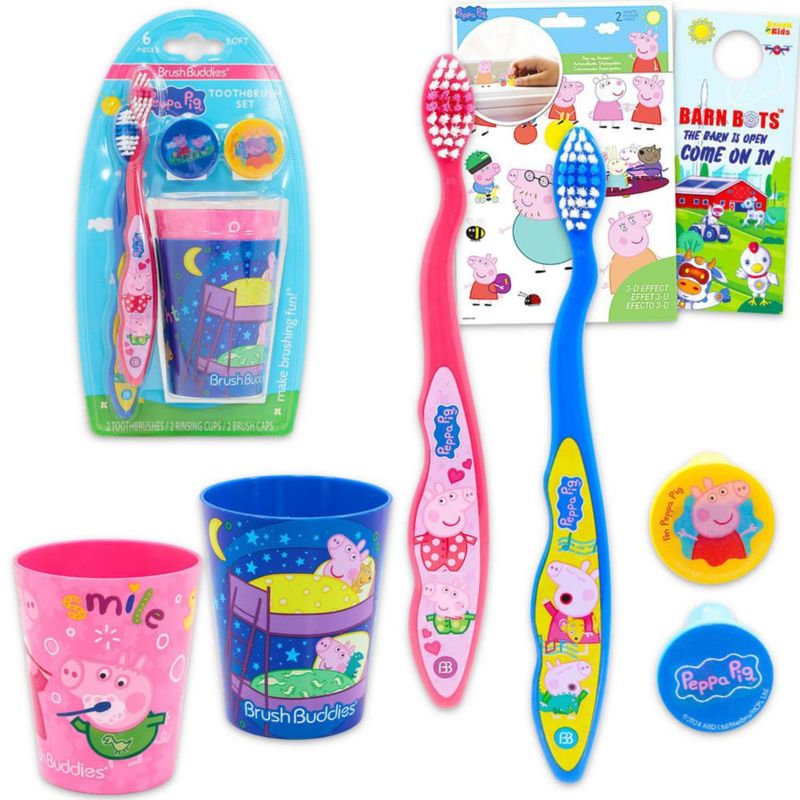 Kit de viaje Peppa Pig de 6 piezas con cepillos de dientes y vasos