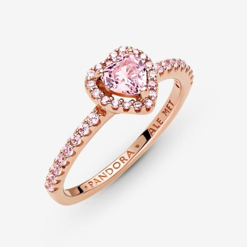 Anillo Pandora Corazón Brillante Rosa 4.5
