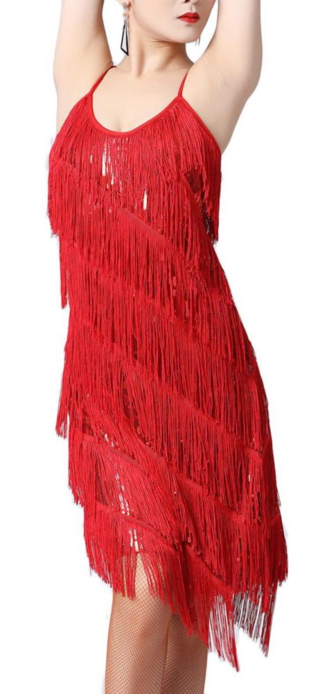 Vestido Flapper YEMILL estilo Gatsby de los años 1920 negro/rojo