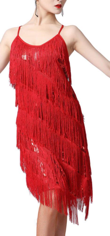 Vestido Flapper YEMILL estilo Gatsby de los años 1920 negro/rojo