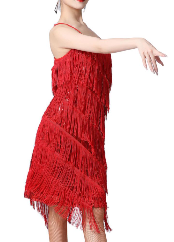 Vestido Flapper YEMILL estilo Gatsby de los años 1920 negro/rojo