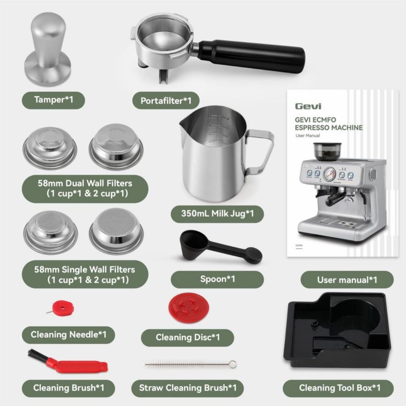 Máquina de Espresso Gevi Dual Boiler con Portafiltro de 58 mm