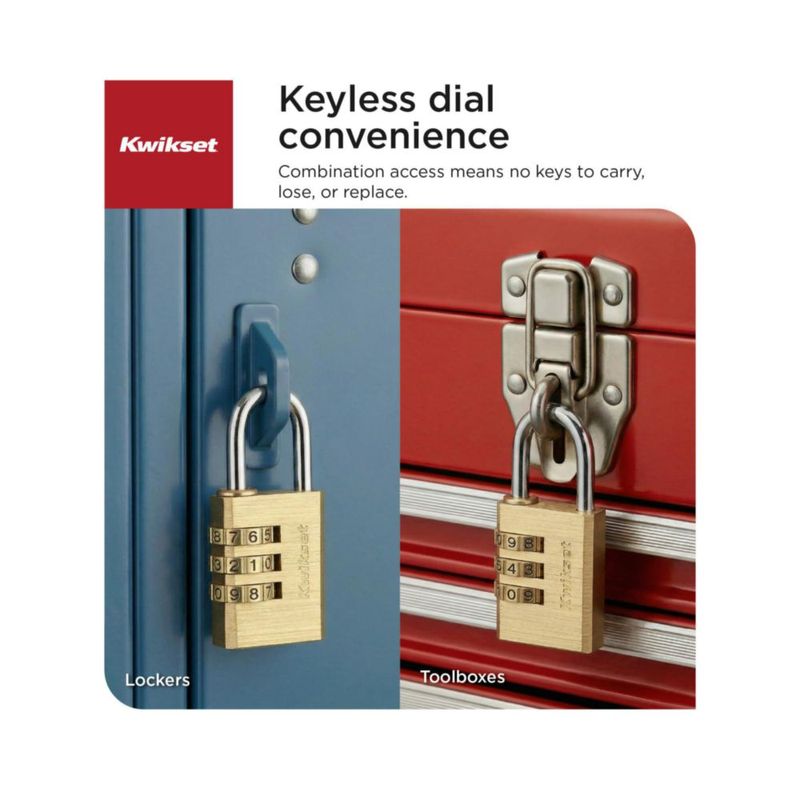 Candado Kwikset de 3 dígitos grillete de 29 cm cuerpo de 1 pulgada latón