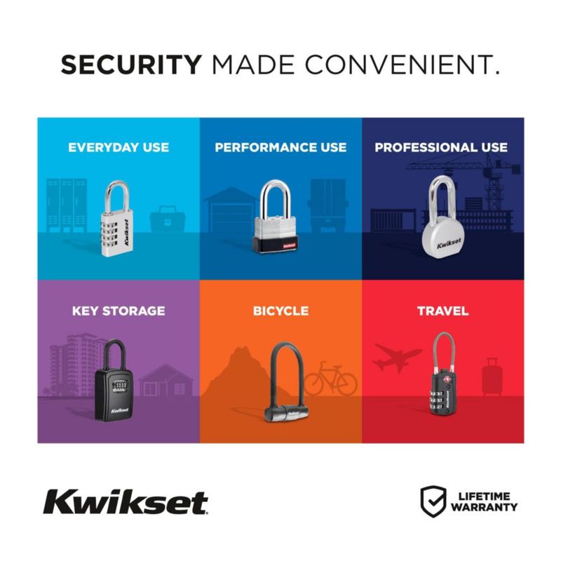 Candado Kwikset de 3 dígitos grillete de 29 cm cuerpo de 1 pulgada latón