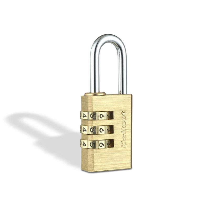 Candado Kwikset de 3 dígitos grillete de 29 cm cuerpo de 1 pulgada latón