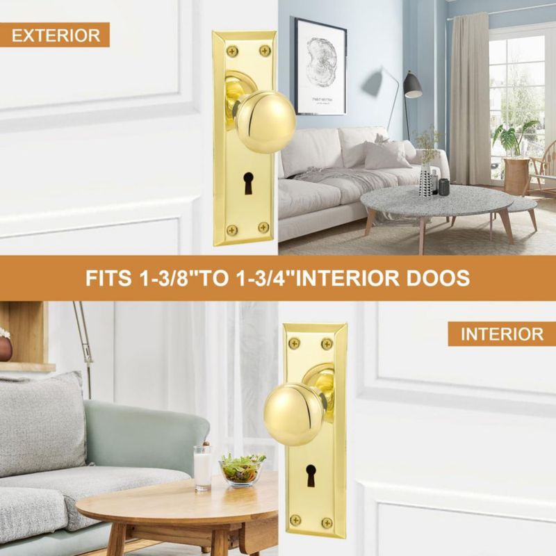 Cerradura de mortaja newliplace pack de 3 en acabado dorado 35‑45 mm